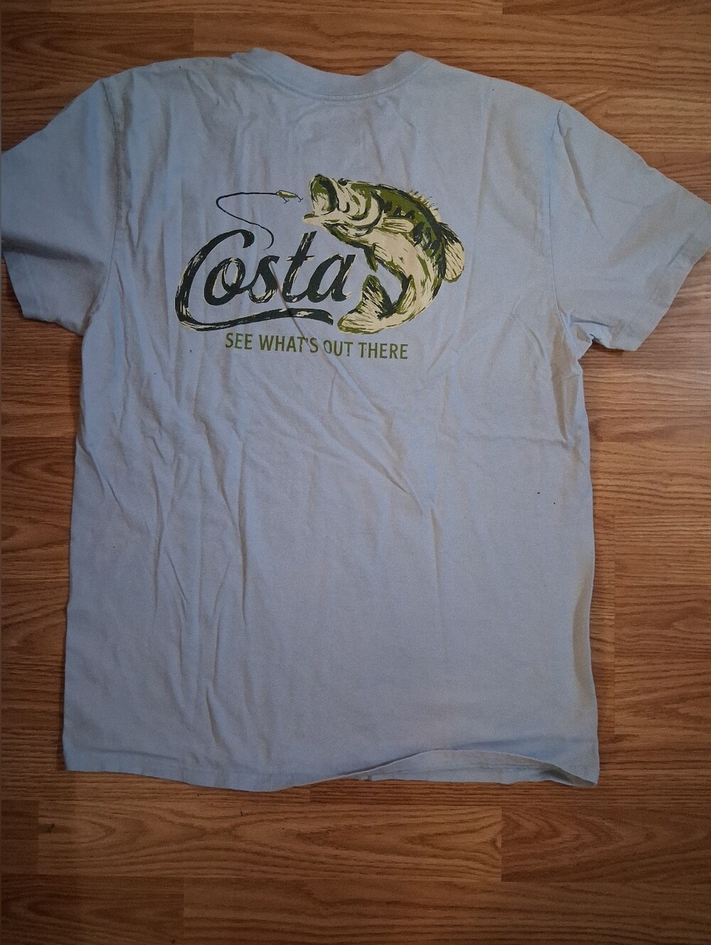 COSTA "See Whats Out There" Tee.  Mens.  Size Medium.   Light Blue.